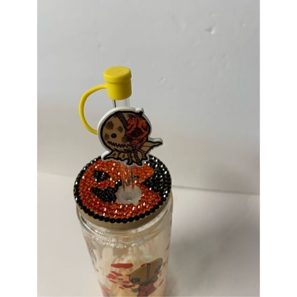 Halloween Snow Globe Sam Double walled beer glass can shaped with bamboo lid, gl - Picture 6 of 7